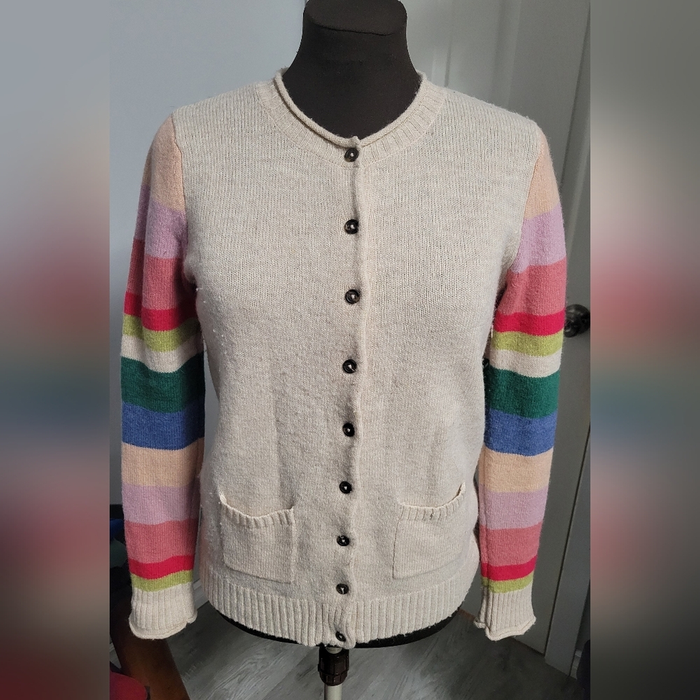 Small Heyton Rainbow Cardigan With Lambswool Blend - Picture 1 of 5